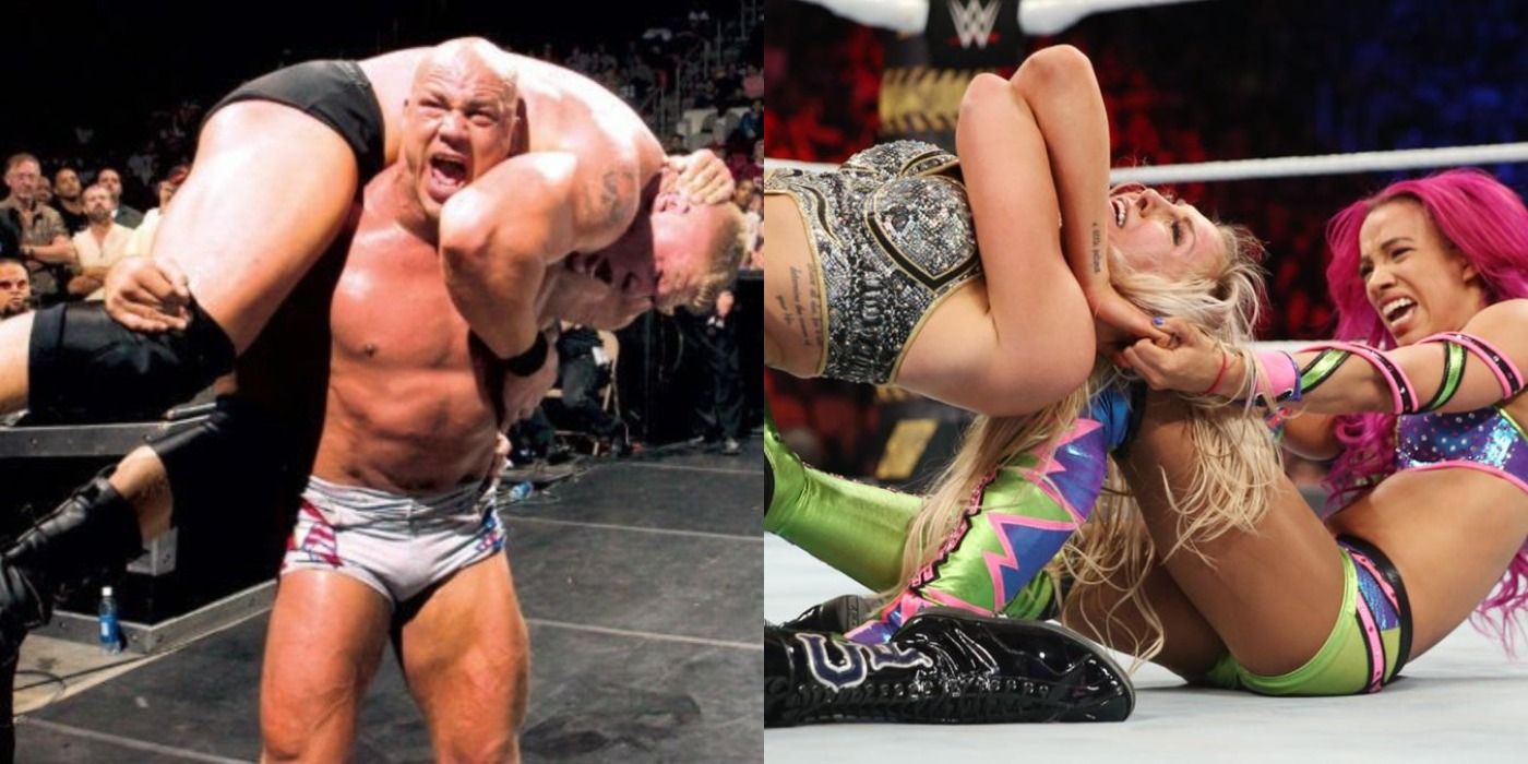 WWE Iron Man Matches Between Brock Lesnar And Kurt Angle And Charlotte Flair And Sasha Banks