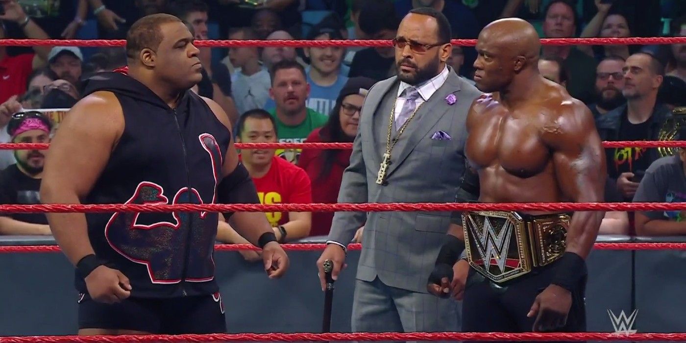 WWE Superstars Keith Lee, MVP, and WWE Champion Bobby Lashley on the July 19, 2021 edition of Raw