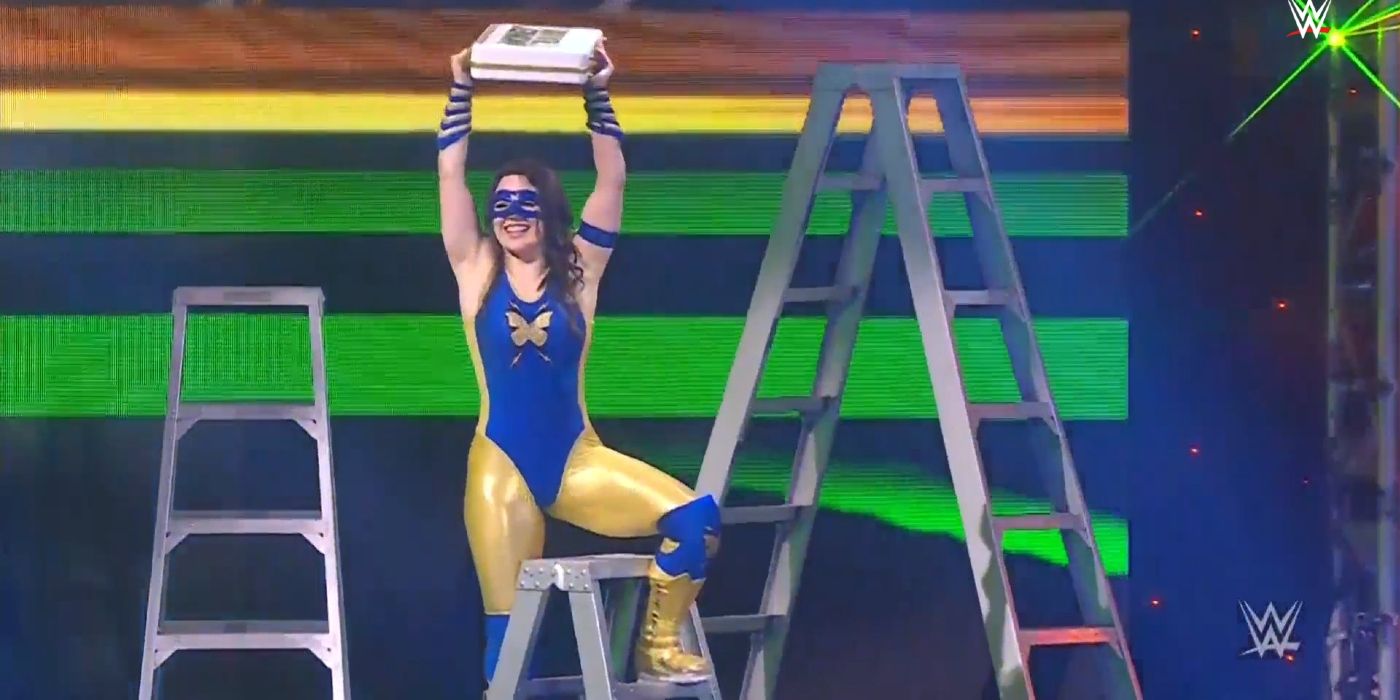 Raw Superstar Nikki Cross (Nikki A.S.H.) with the women's Money In The Bank briefcase in 2021