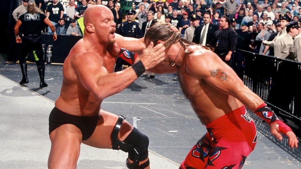 Steve Austin brawls with Shawn Michaels