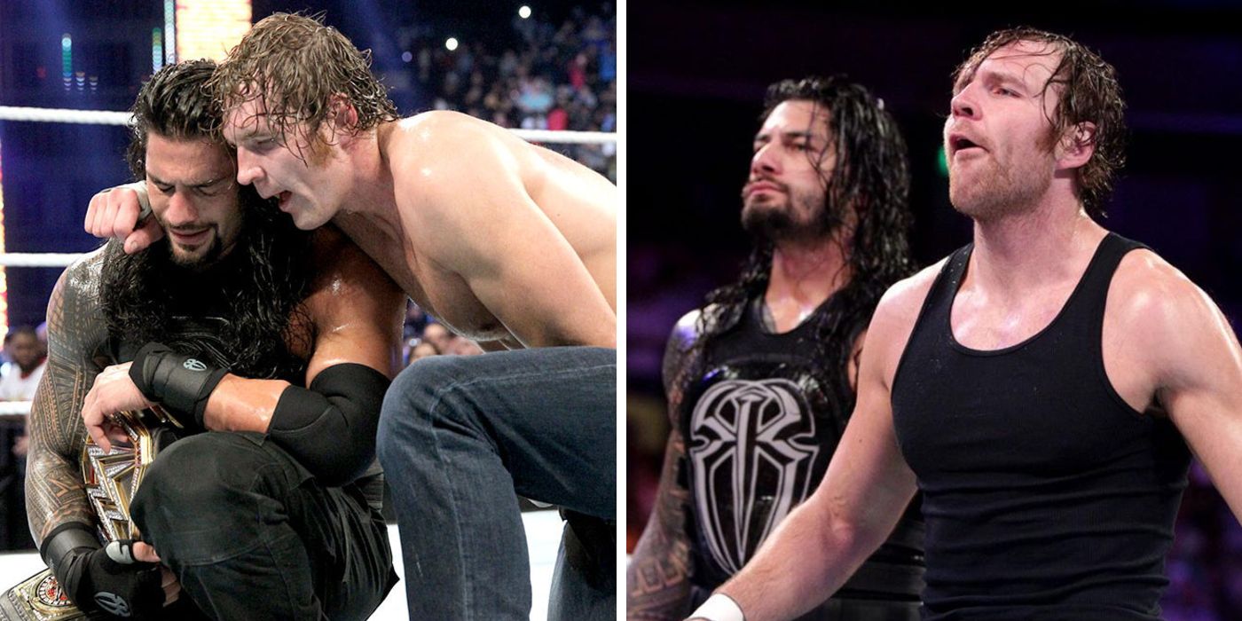 The SHIELD members Roman Reigns and Dean Ambrose (Jon Moxley) in WWE