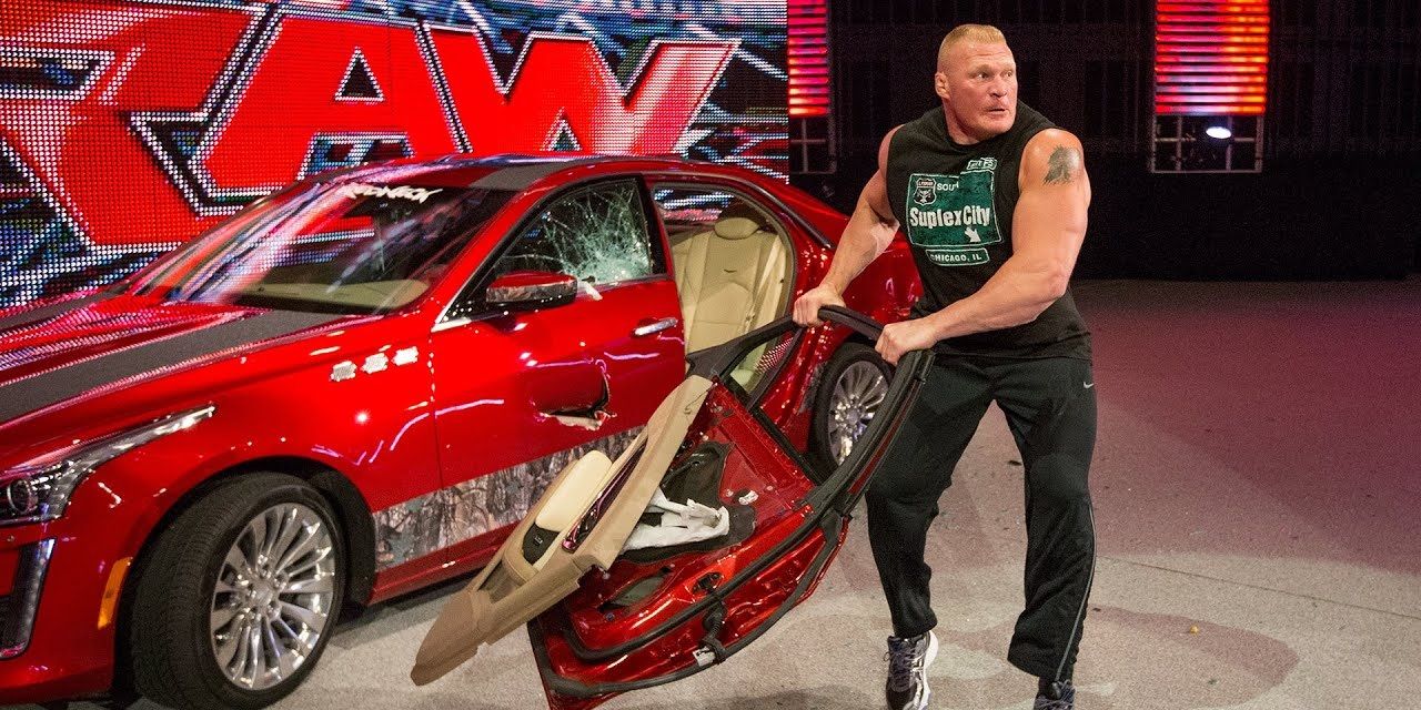 Brock Lesnar Destroys Car