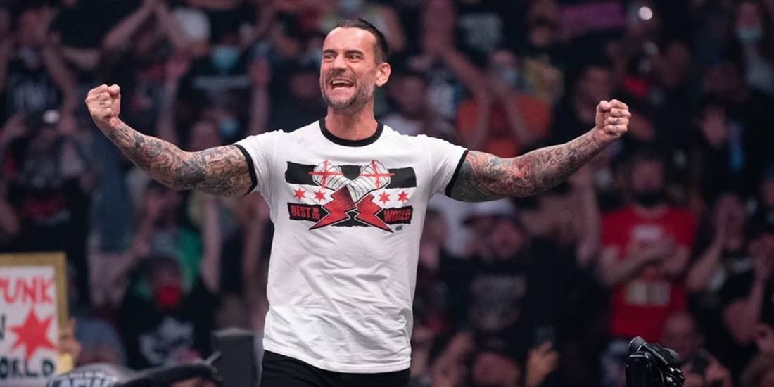 CM Punk on the turnbuckle in AEW Cropped