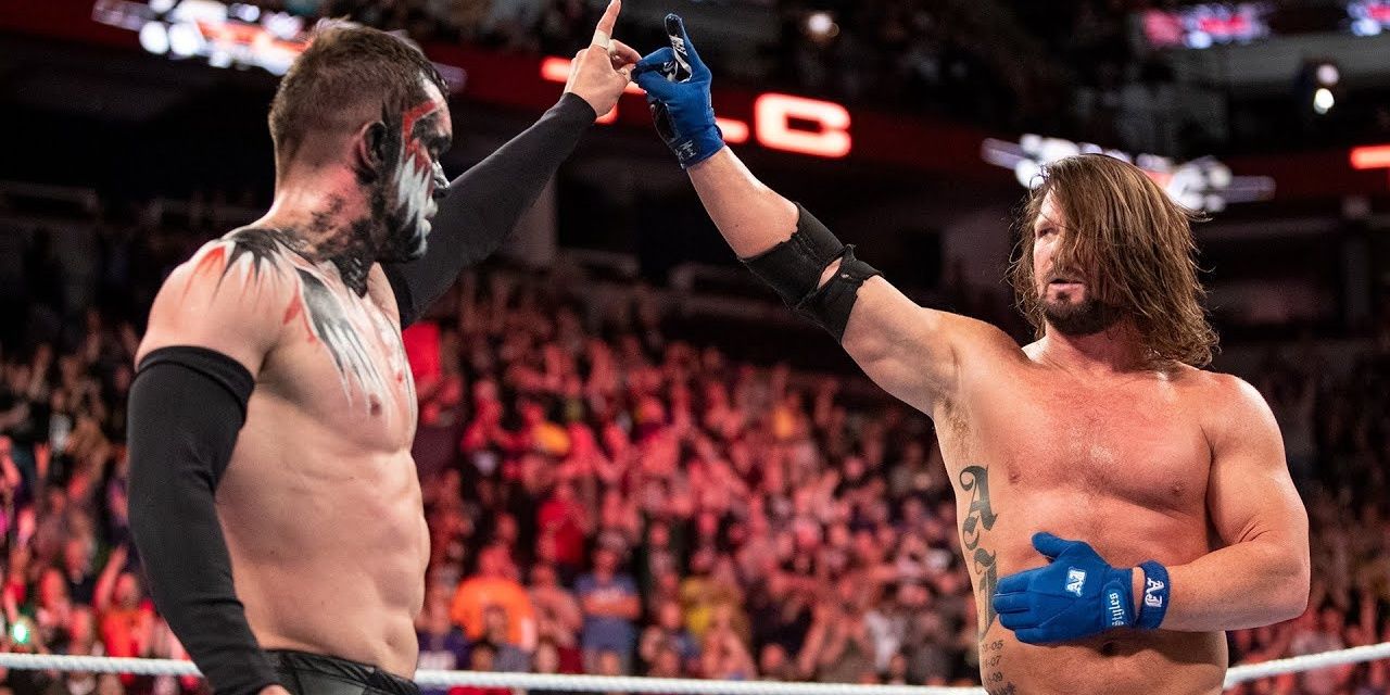 Finn Balor and AJ Styles show respect to each other Cropped