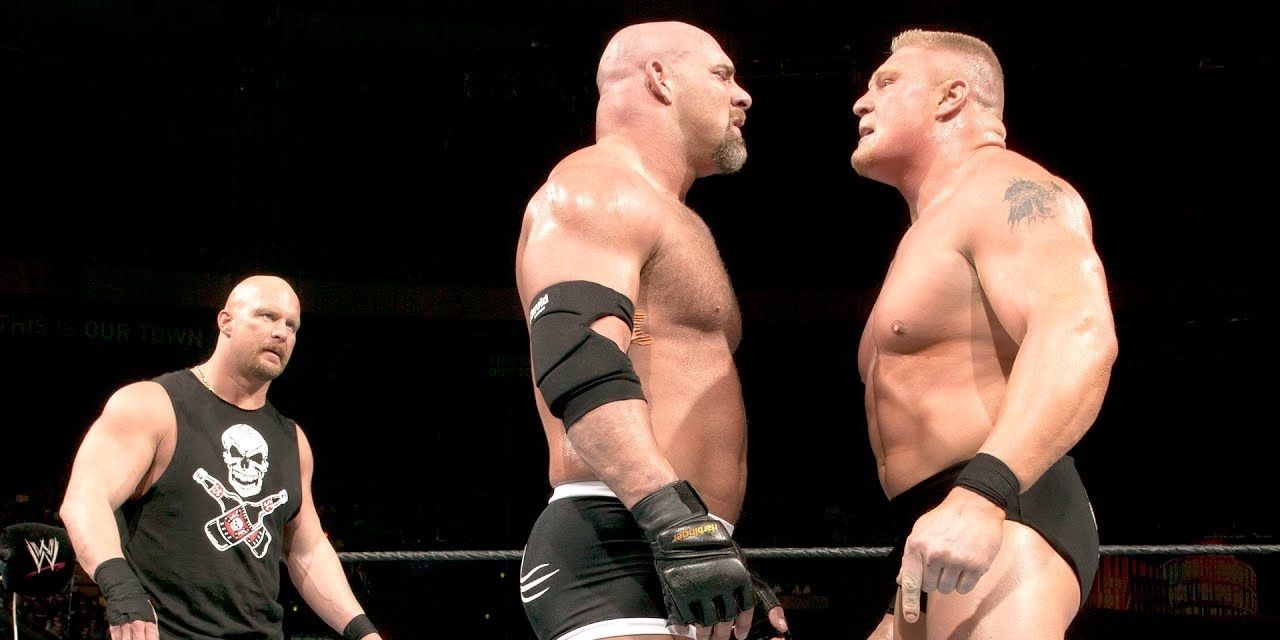 Goldberg Vs Brock Lesnar at WrestleMania 20 with Steve Austin