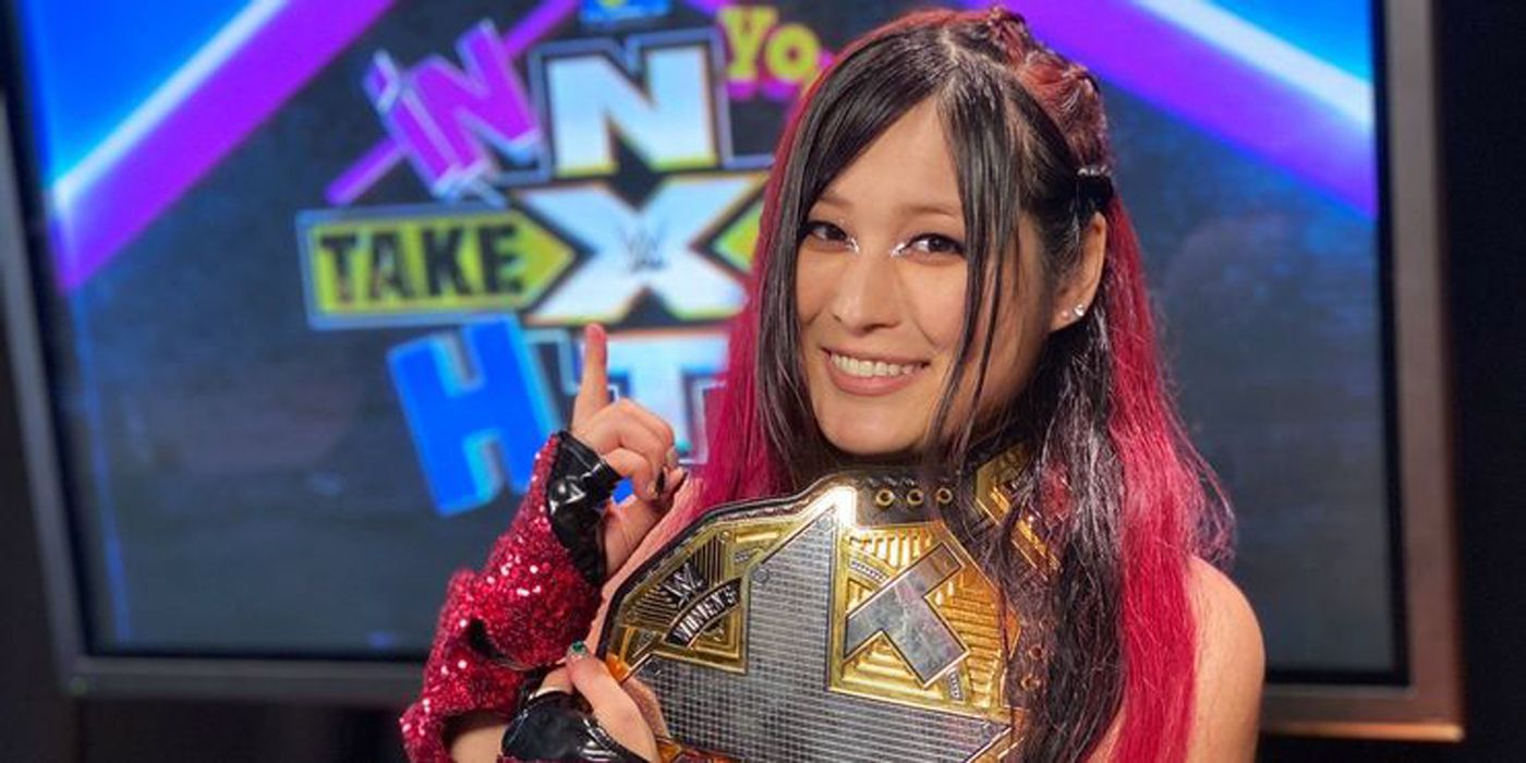 Io Shirai as the NXT Women's Champion.