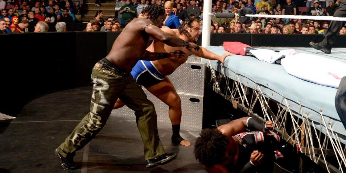 Rusev v R-Truth & Xavier Woods Extreme Rules 2014 Cropped