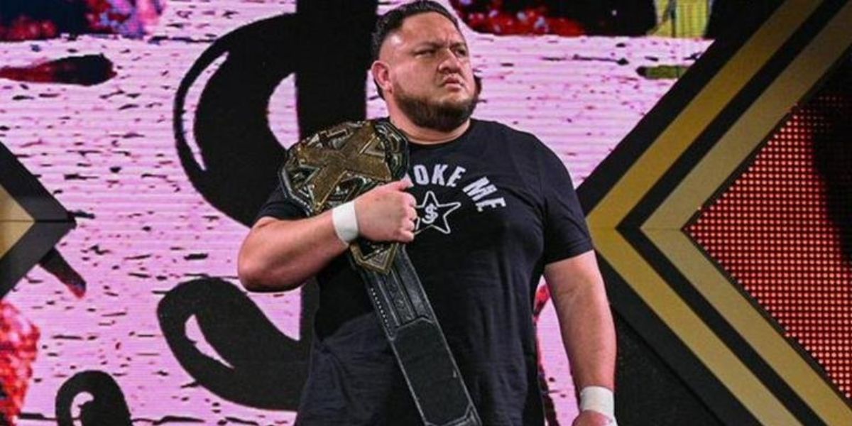 Samoa Joe with the NXT Title