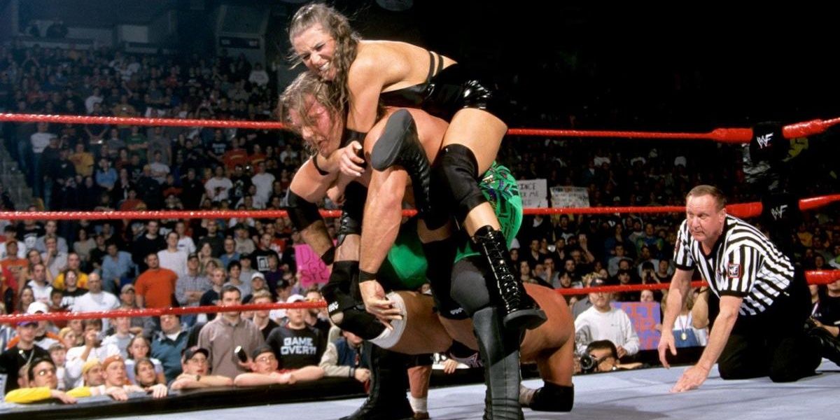 Stephanie McMahon v Triple H v Chris Jericho Raw March 18, 2002 Cropped