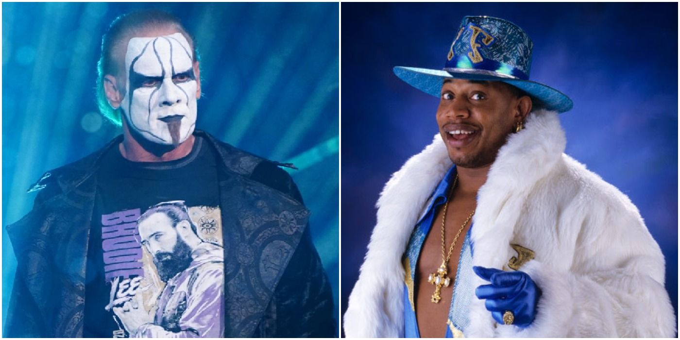 Sting walking to ring and 2 Cold Scorpio posing for a picture