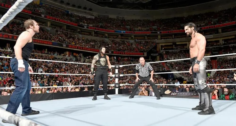 Dean Ambrose, Seth Rollins, and Roman Reigns at Battleground 2016