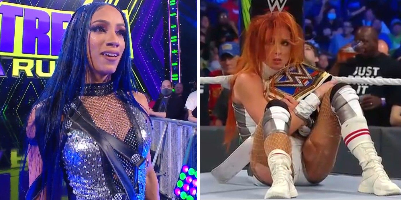 Sasha Banks returns to WWE during the SmackDown Women's Championship match between Bianca Belair and Becky Lynch at Extreme Rules 2021