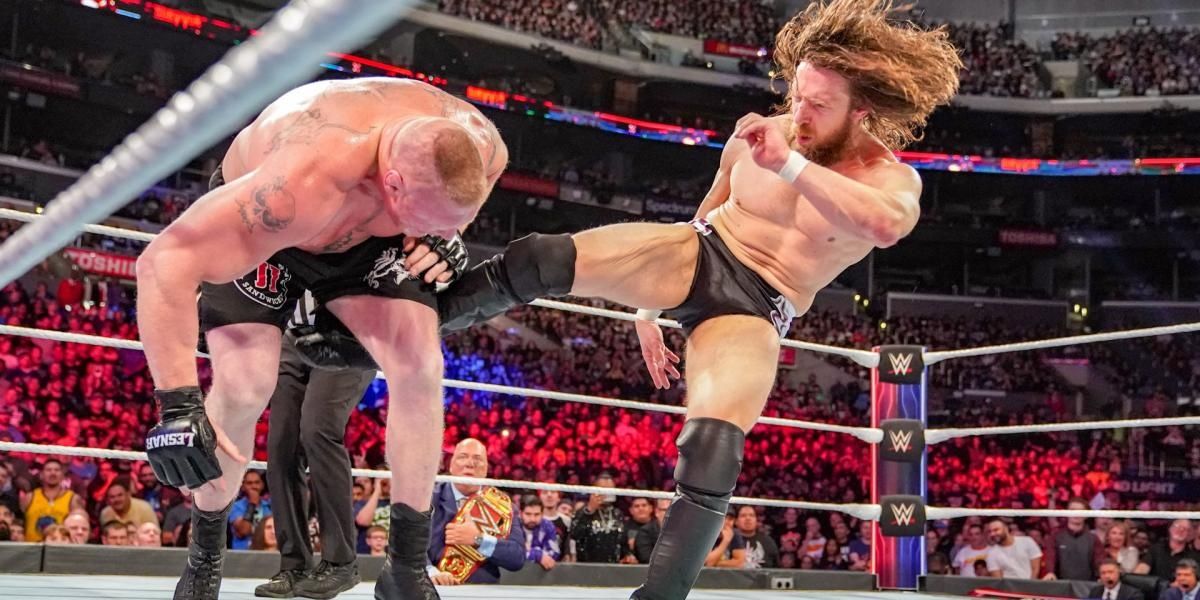 Daniel Bryan kicks Brock Lesnar