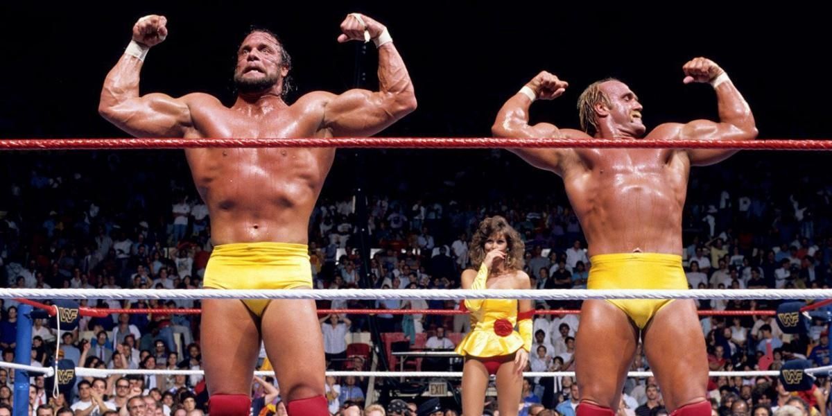 Hulk Hogan & Randy Savage v Ted DiBiase & Andre The Giant SummerSlam 1988 Cropped
