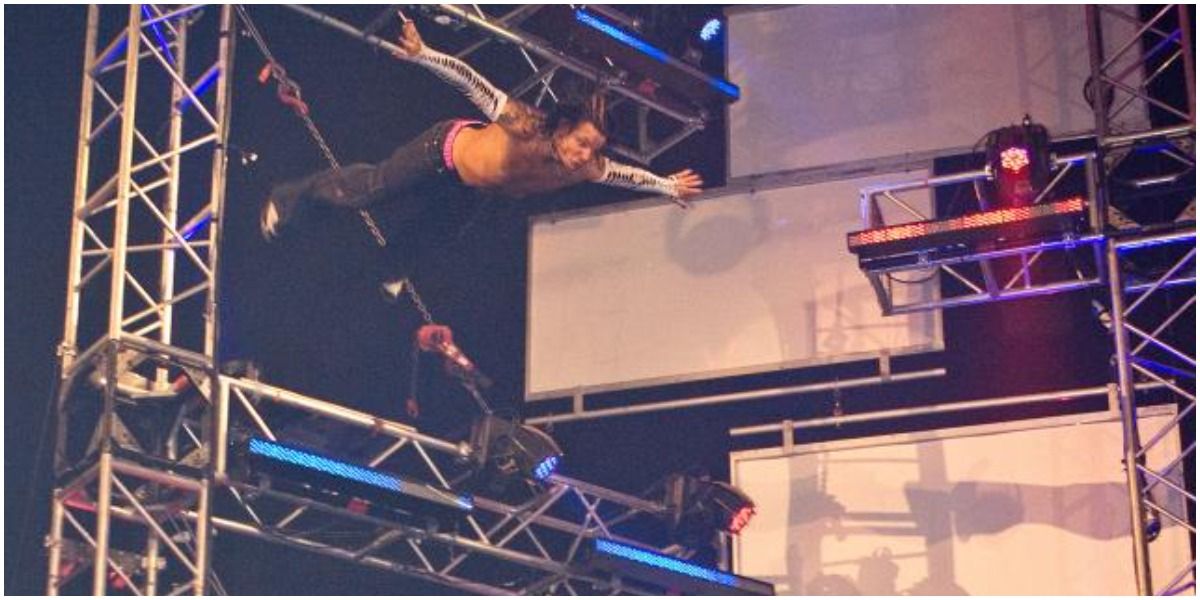 Jeff Hardy leap onto Randy Orton