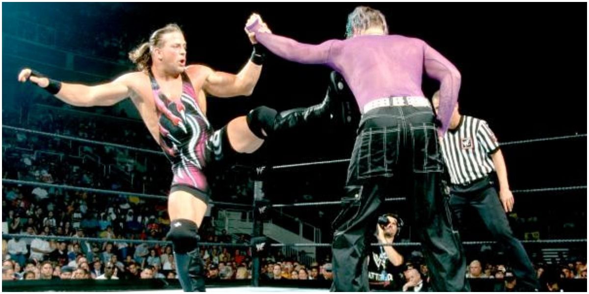 RVD kicking Jeff Hardy in ring