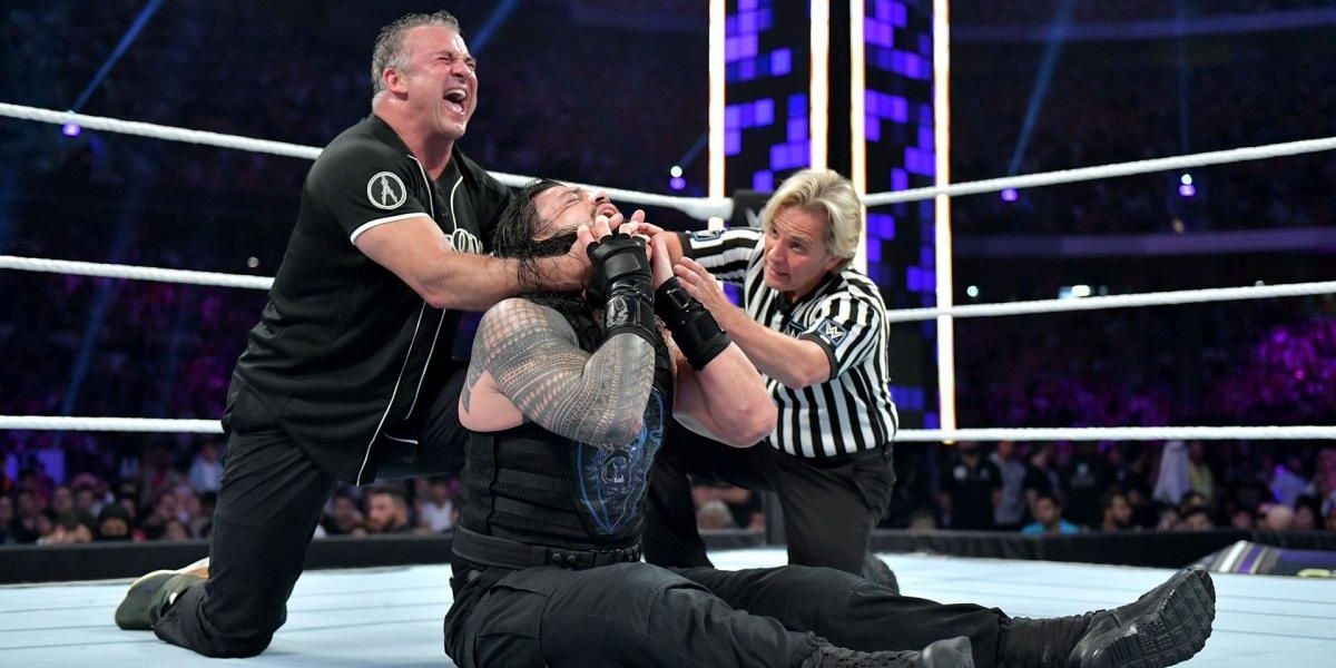 Shane McMahon wrestling Roman Reigns Cropped
