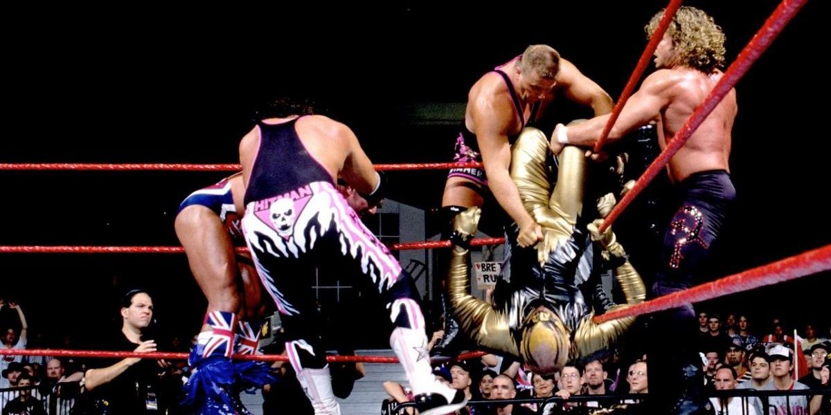 The Hart Foundation v Steve Austin, The Road Warriors, Ken Shamrock & Goldust Canadian Stampede Cropped