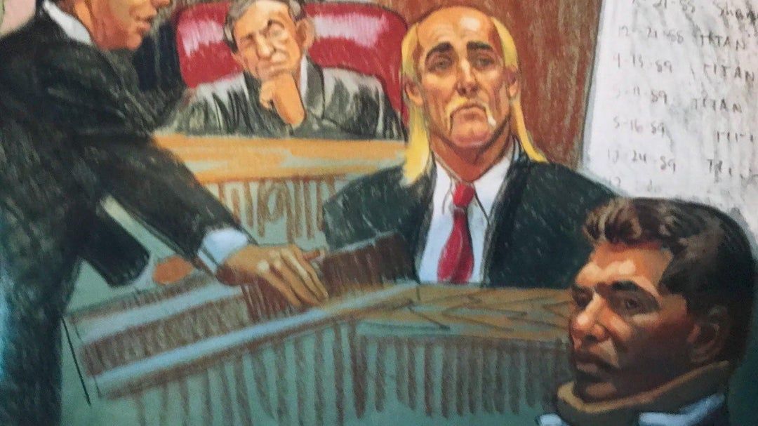 Courtroom sketch of Hulk Hogan and Vince McMahon