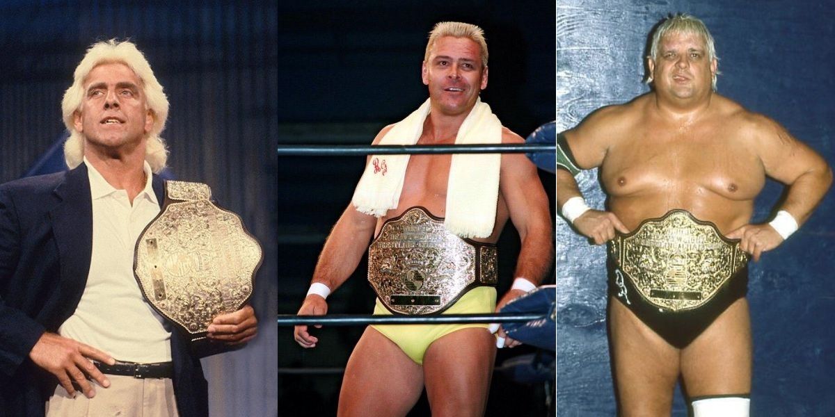 Big Gold Belt Holders Including Ric Flair
