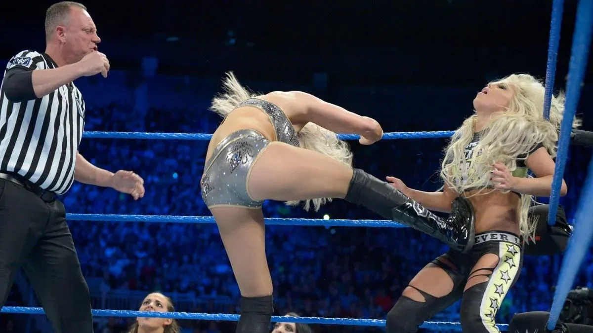 Charlotte kicking Liv Morgan Smackdown