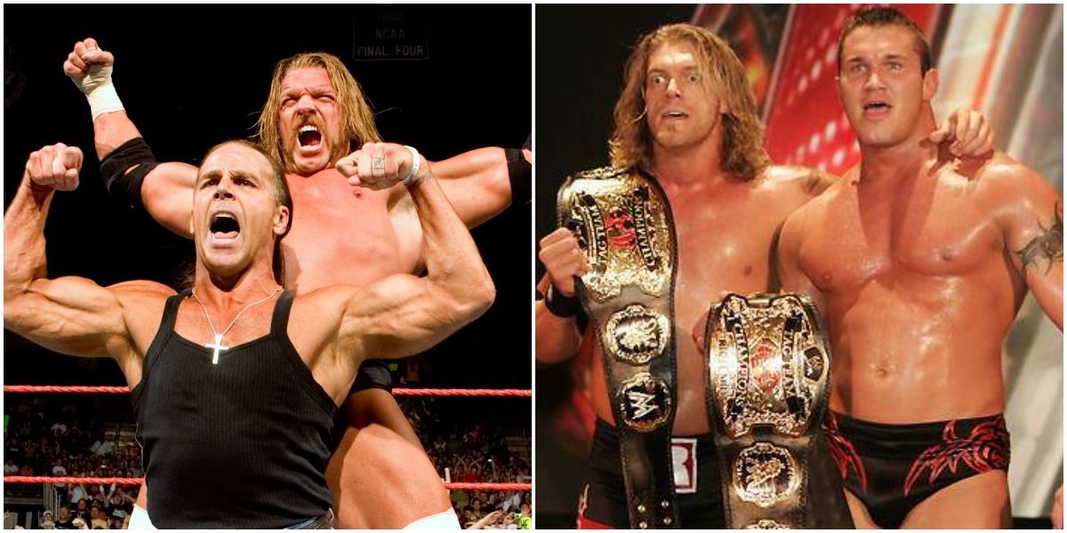 DX flexing in ring and Rated-RKO with tag belts