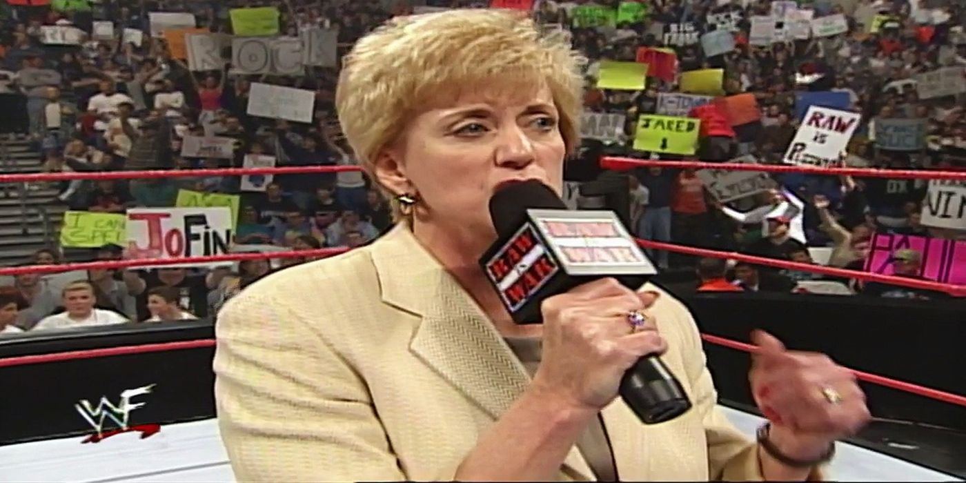 Linda McMahon cutting a promo on WWE Raw