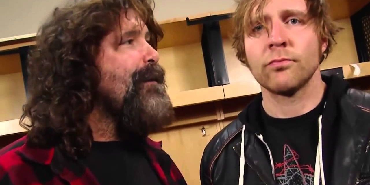 Mick Foley and Dean Ambrose backstage Cropped