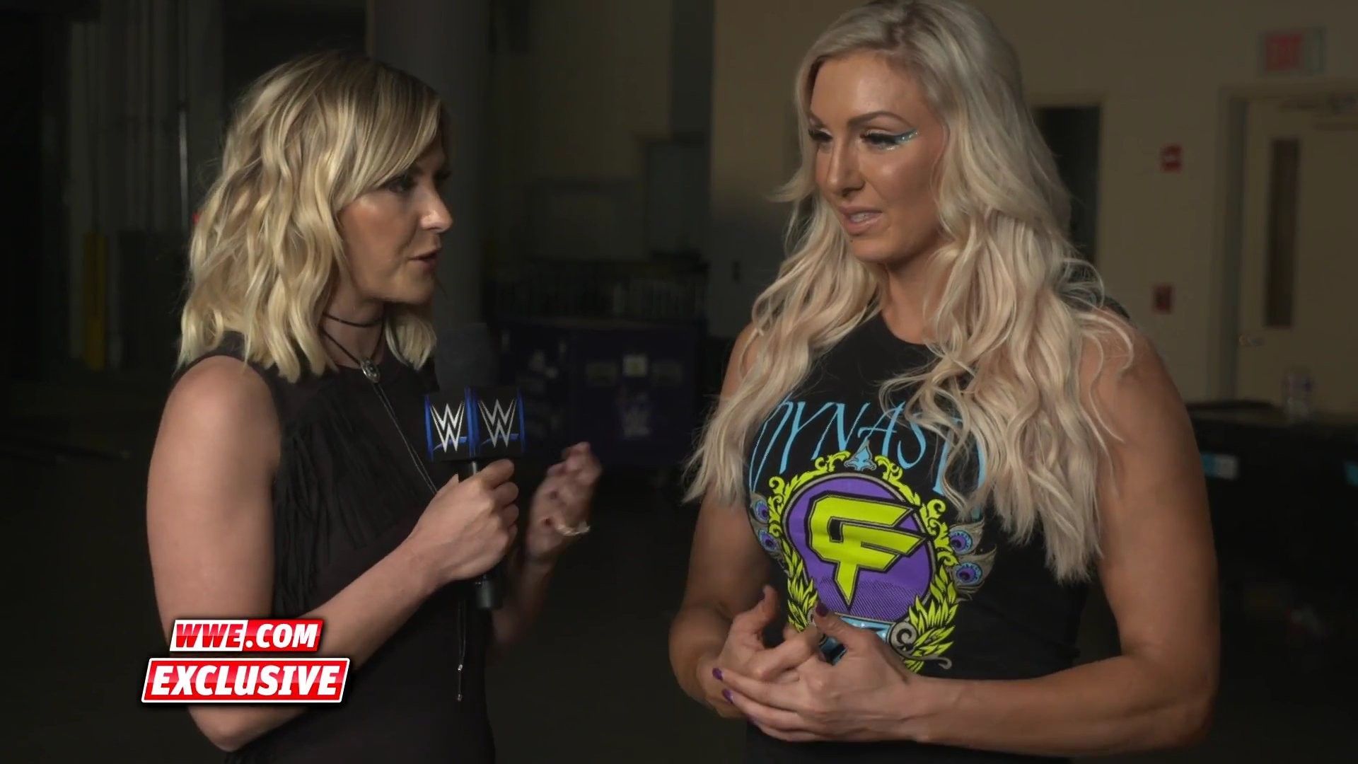 Renee Young interviewing Charlotte Flair