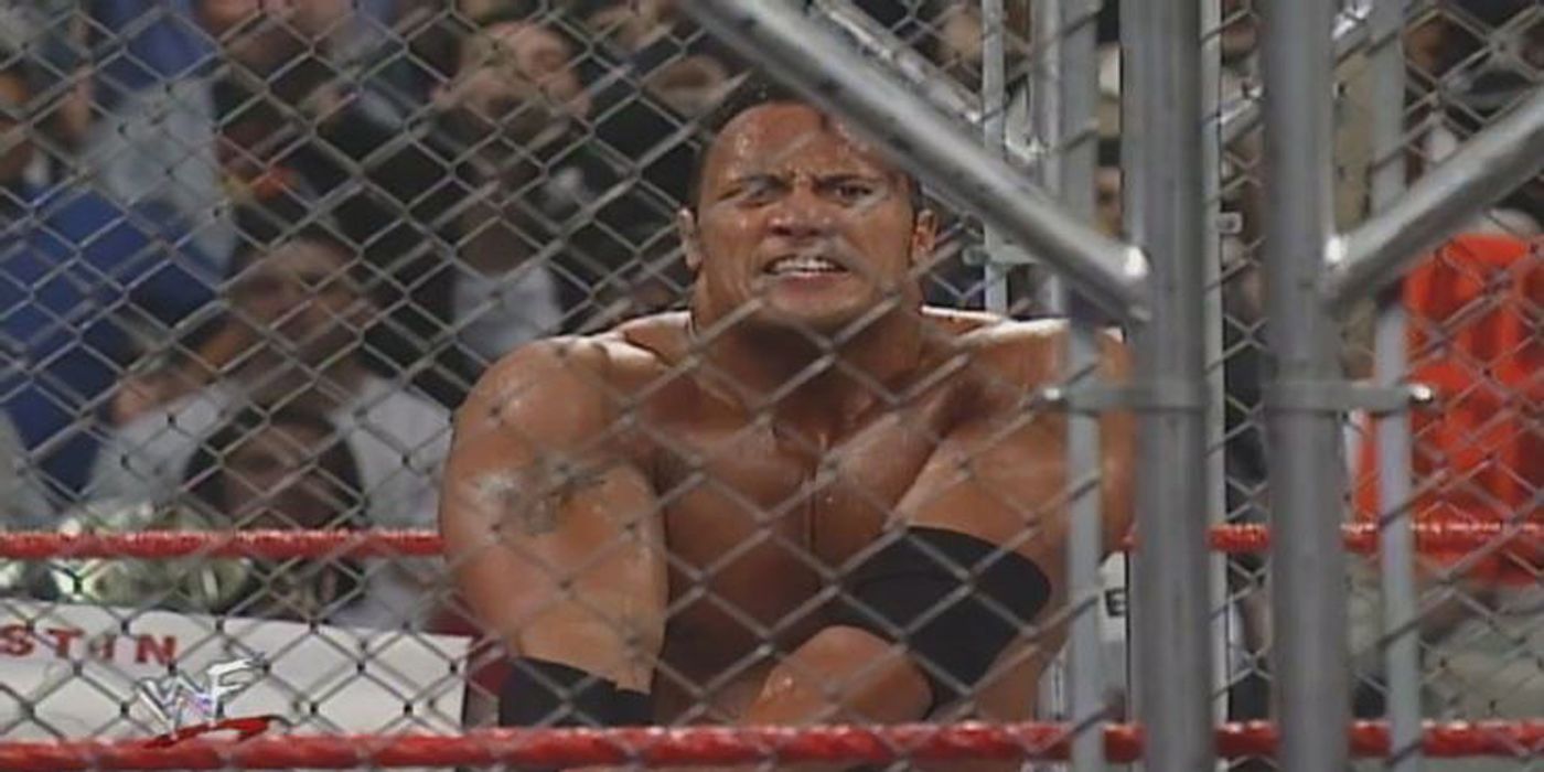 The Rock in a steel cage match in WWE