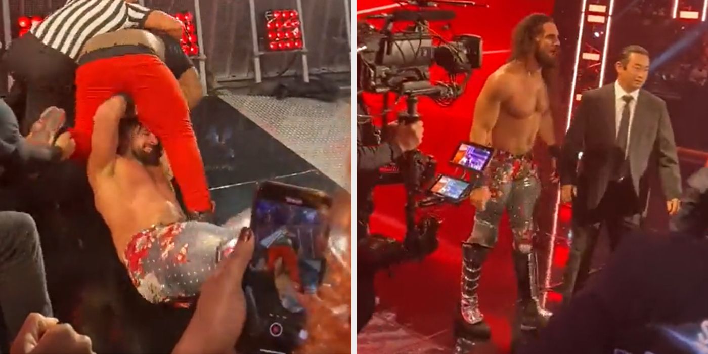 Seth Rollins attacked by a fan on the November 22, 2021 edition of Monday Night Raw