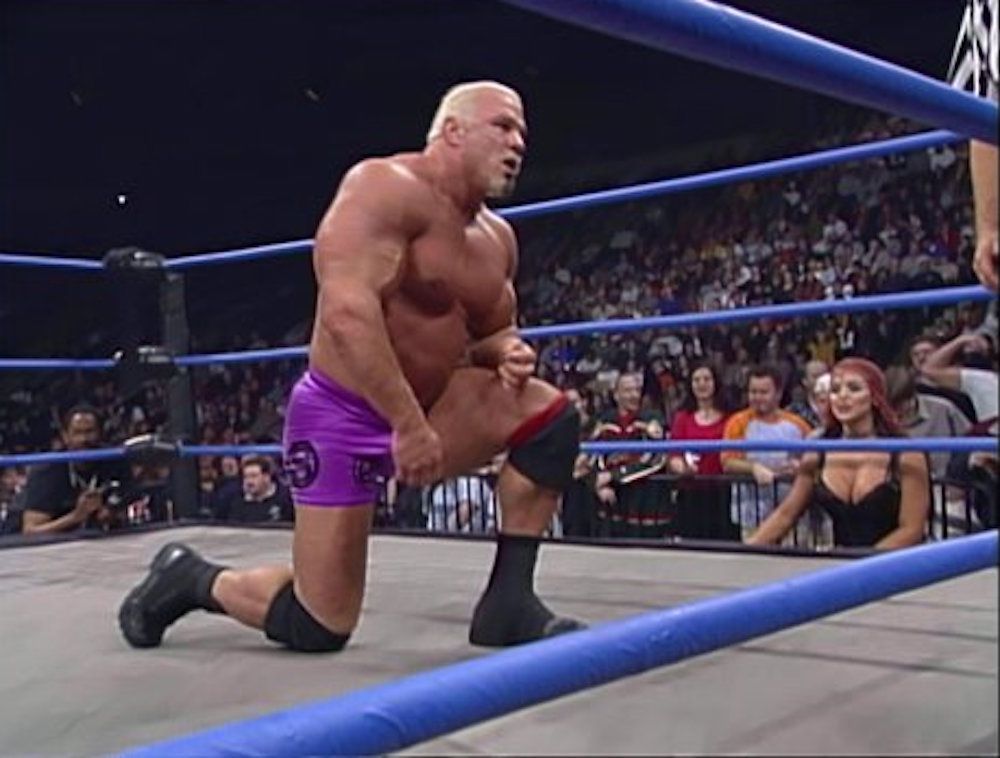 Scott Steiner kneels in the ring on WCW Monday Nitro