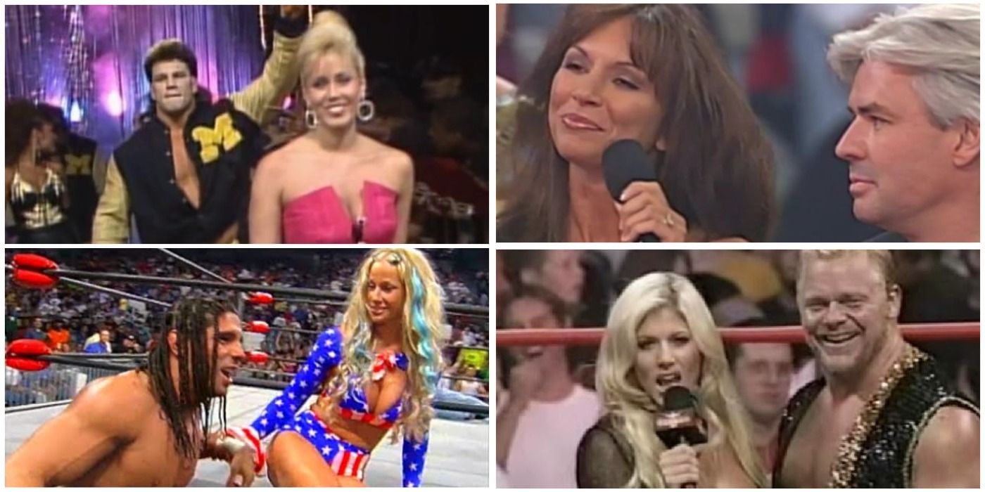 Scott Steiner and Missy Hyatt, Kimberly Page and Eric Bischoff, Evan Karagias and Madusa and Torrie Wilson and Shane Douglas in WCW