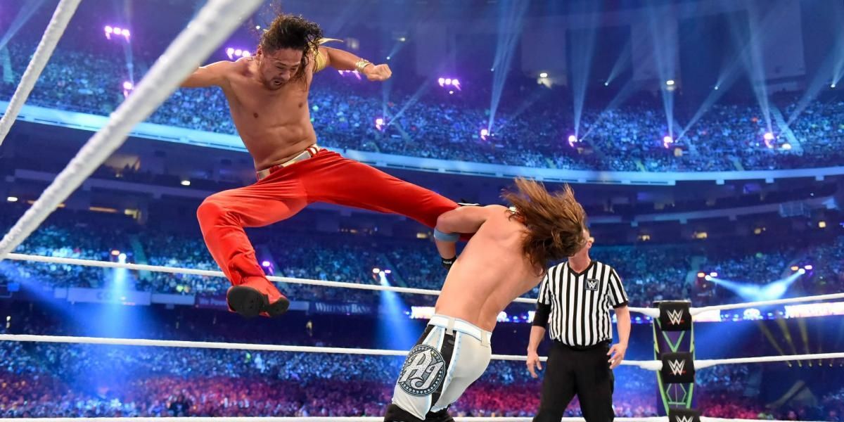 AJ Styles v Shinsuke Nakamura WrestleMania 34 Cropped