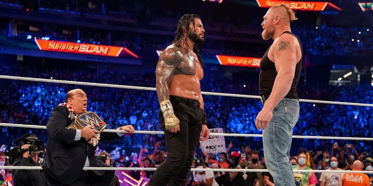 Brock Lesnar Confronts Roman Reigns