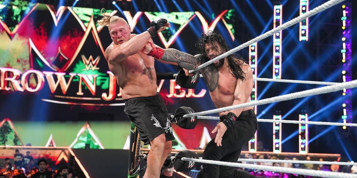 Roman Reigns v Brock Lesnar Crown Jewel 2021 Cropped