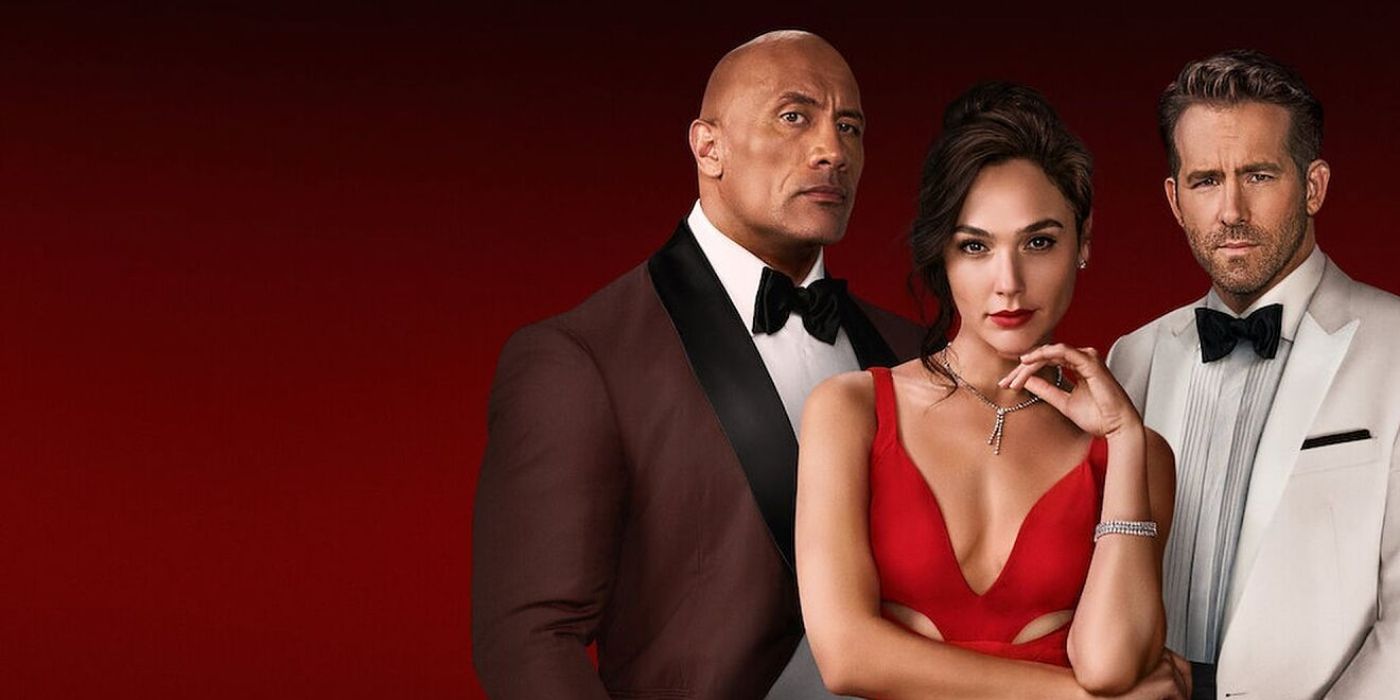 The Rock, Gal Gadot and Ryan Reynolds in Red Notice Poster