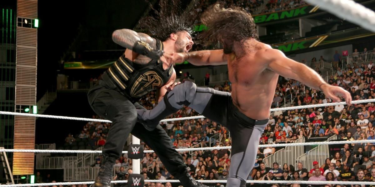 Roman Reigns v Seth Rollins Money in the Bank 2016 Cropped