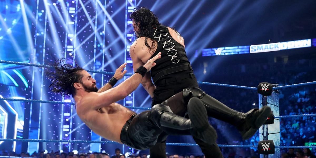 Roman Reigns v Seth Rollins SmackDown October 11, 2019 Cropped