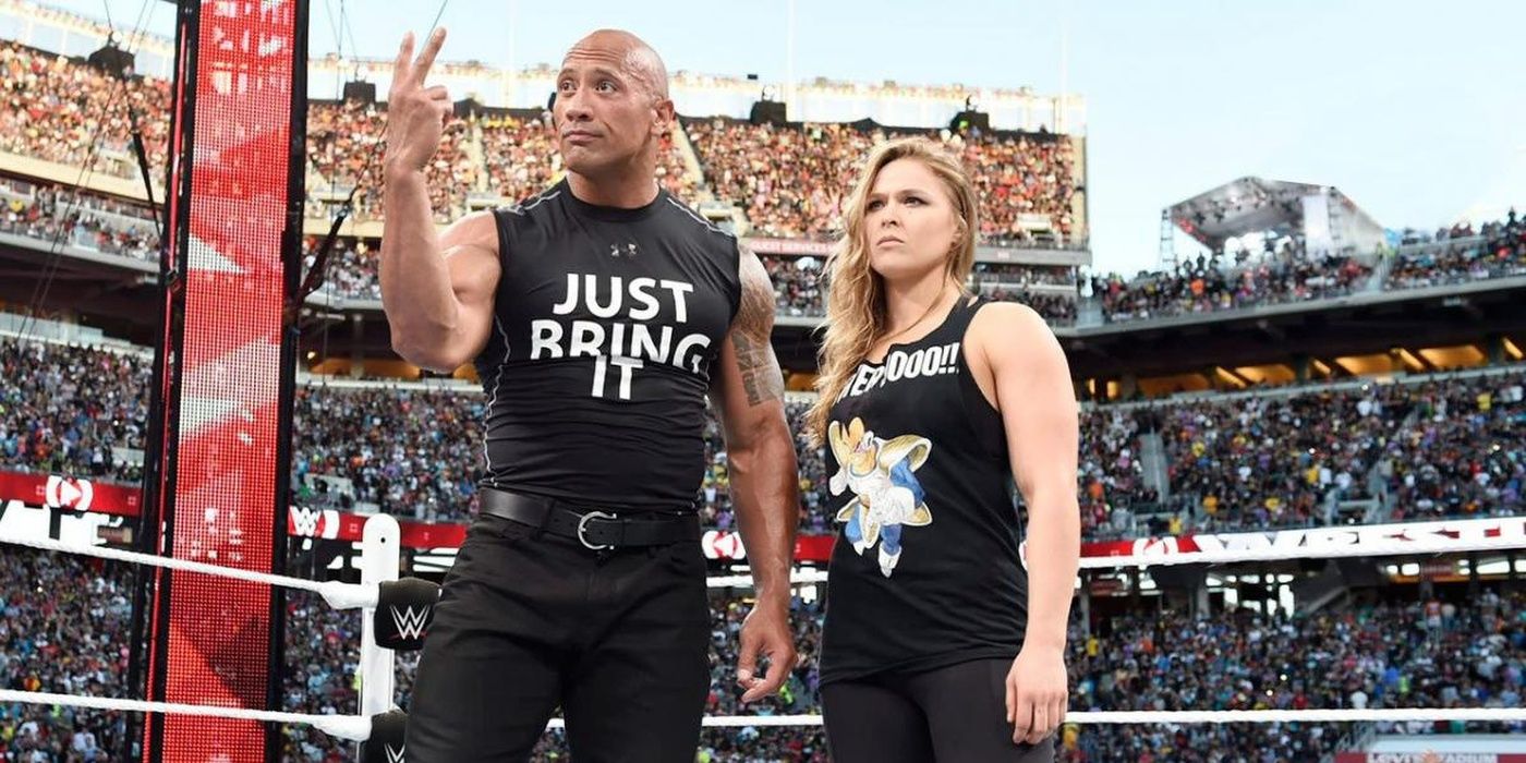 The Rock And Ronda Rousey WrestleMania 31 Cropped