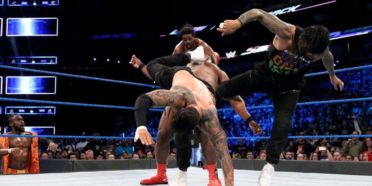 The Usos v The New Day SmackDown April 10, 2018 Cropped