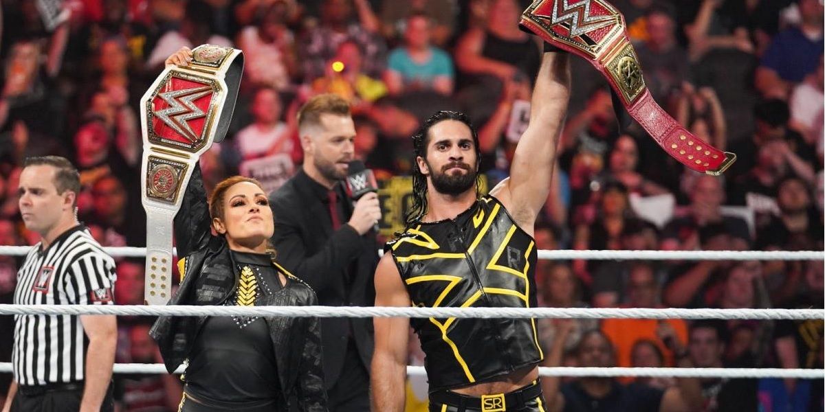 Becky Lynch Seth Rollins Belts