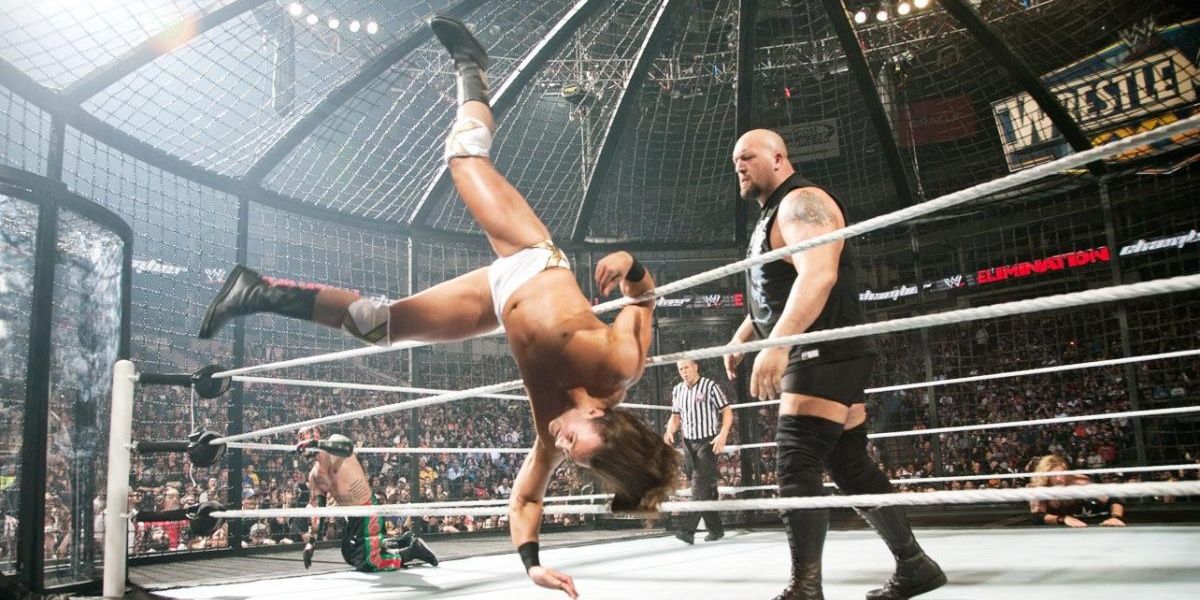 Big Show v Edge v Drew McIntyre v Rey Mysterio v Wade Barrett v Kane Elimination Chamber 2011 Cropped