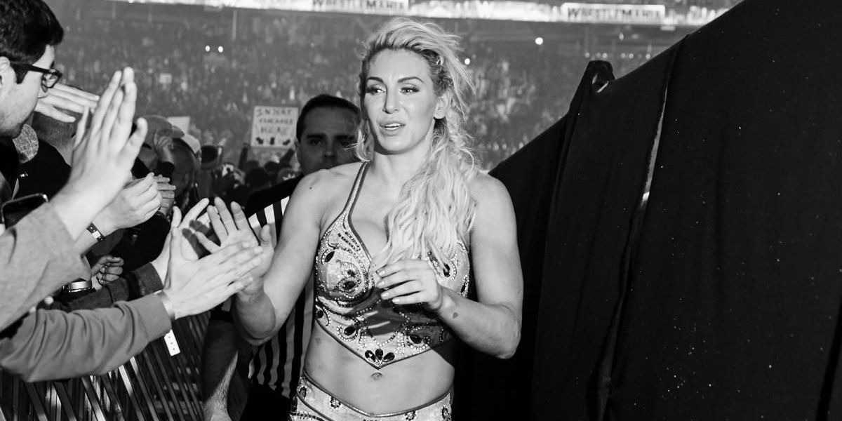 Charlotte Flair with the fans Cropped