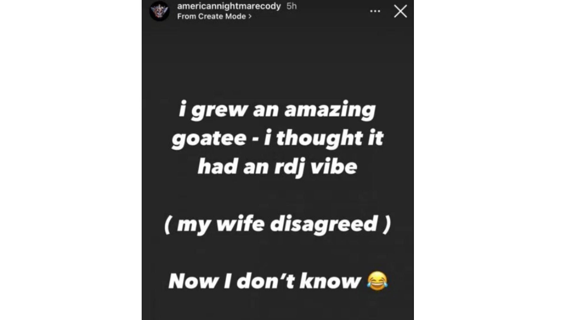 Cody Rhodes Instagram story screenshot