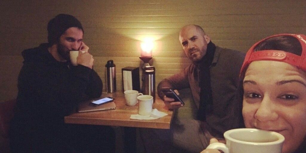 Seth Rollins drinking coffee Cropped
