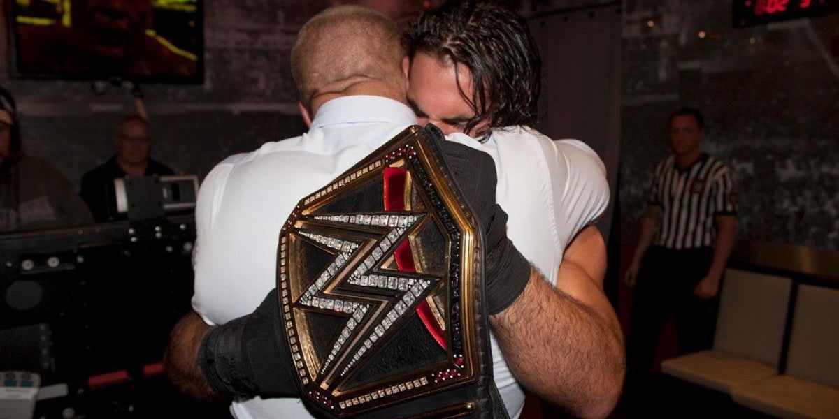 Seth Rollins hugs Triple H Cropped