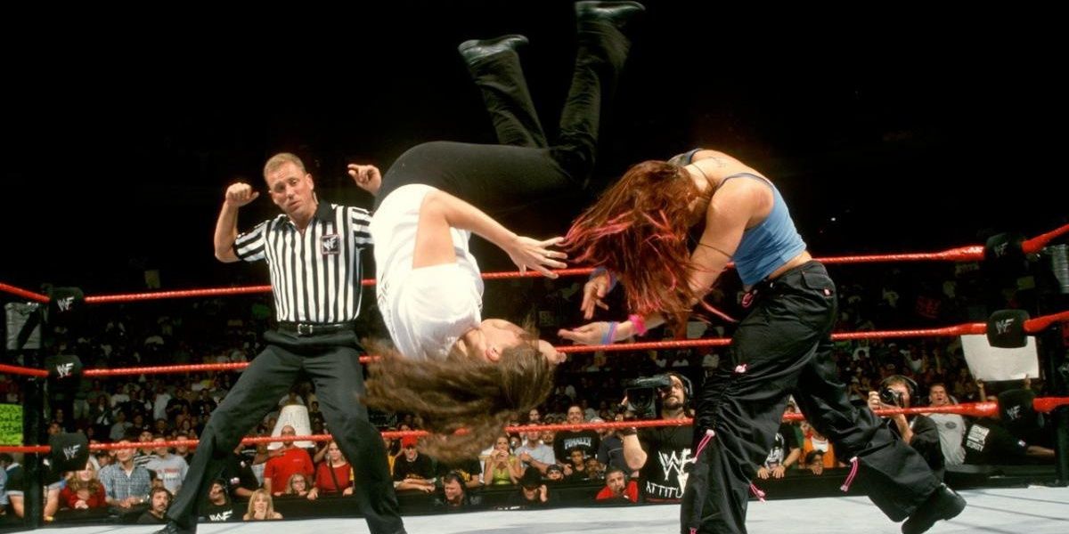 Stephanie McMahon & Shane McMahon v Lita & Big Show Raw July 24, 2000 Cropped