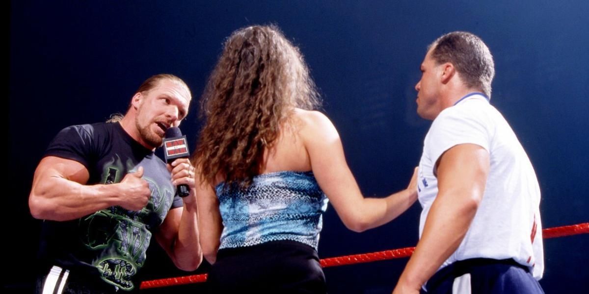 Stephanie McMahon, Triple H & Kurt Angle v Trish Stratus and T&A Raw September 18, 2000 Cropped