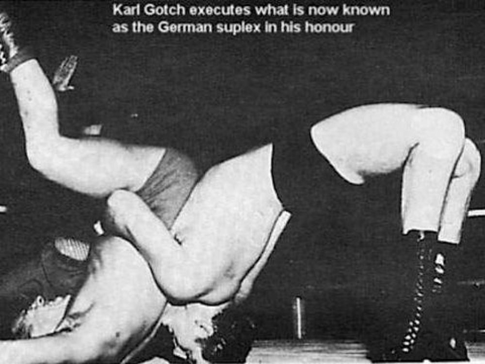 Karl Gotch executing a German Suplex